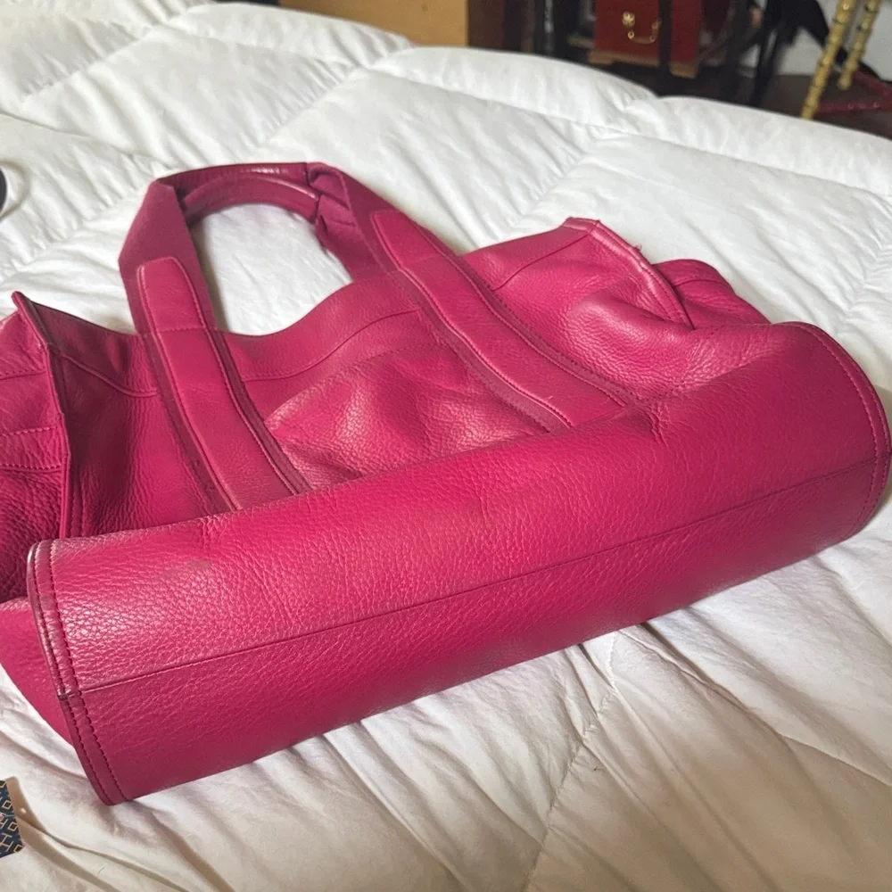 Tory Burch Fuchsia Leather Tote - Picture 9 of 16